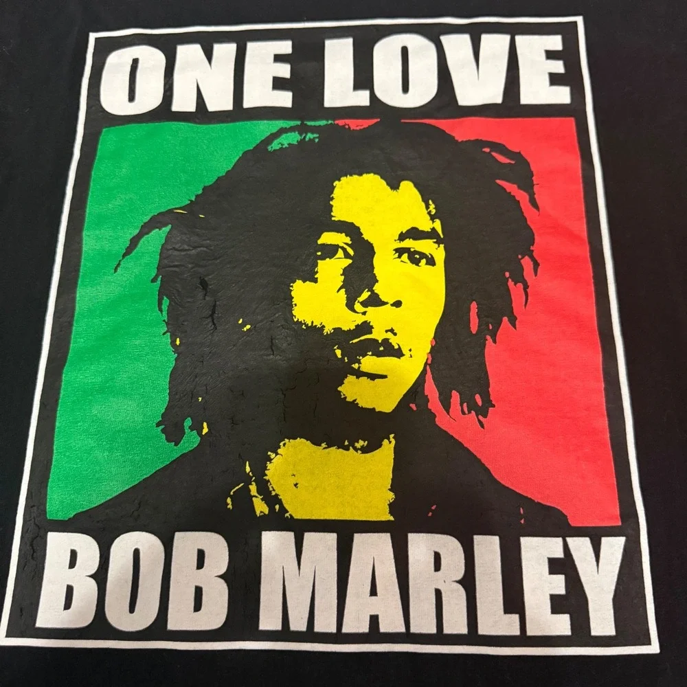 Bob Marley Y2K One Love Graphic T-Shirt Mens‎ 5XL Black Alstyle Reggae Rasta Tee